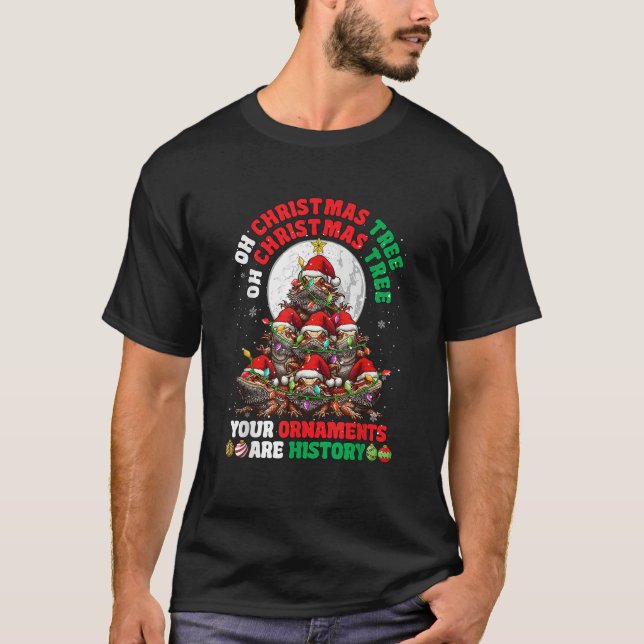 Xmas Tree Ornaments Are History Santa Bearded Drag T-Shirt (Front)