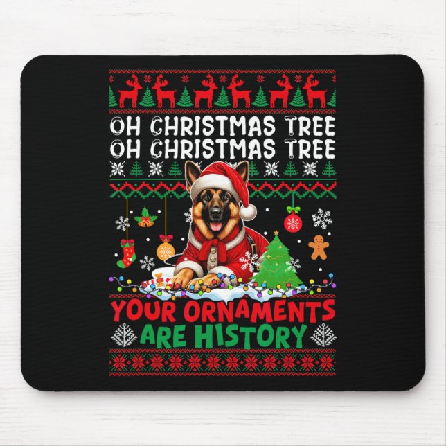 Xmas Tree Ornaments Are History Sweater German She Mouse Mat (Front)