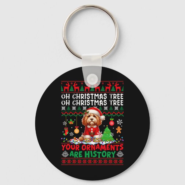 Xmas Tree Ornaments Are History Sweater Santa Apoo Key Ring (Front)