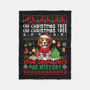Xmas Tree Ornaments Are History Sweater Santa Beag Fleece Blanket