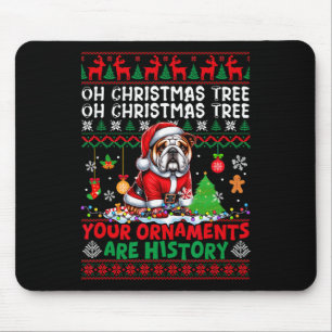 Xmas Tree Ornaments Are History Sweater Santa Bull Mouse Mat