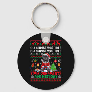 Xmas Tree Ornaments Are History Sweater Santa Cane Key Ring