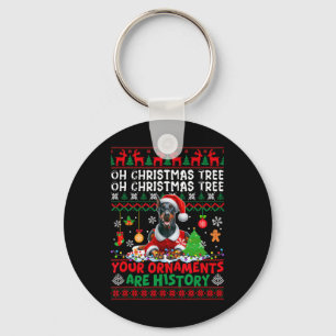 Xmas Tree Ornaments Are History Sweater Santa Dobe Key Ring