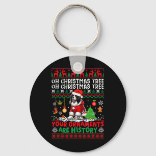 Xmas Tree Ornaments Are History Sweater Santa Land Key Ring