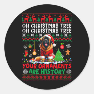 Xmas Tree Ornaments Are History Sweater Santa Leon Classic Round Sticker