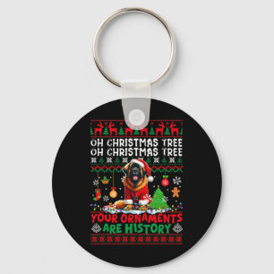 Xmas Tree Ornaments Are History Sweater Santa Leon Key Ring