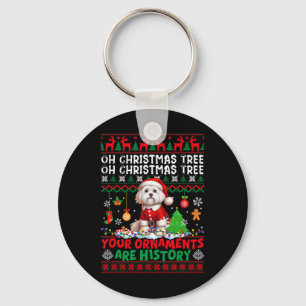 Xmas Tree Ornaments Are History Sweater Santa Malt Key Ring