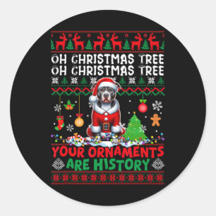 Xmas Tree Ornaments Are History Sweater Santa Pit Classic Round Sticker