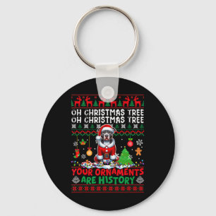 Xmas Tree Ornaments Are History Sweater Santa Pit Key Ring