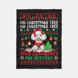 Xmas Tree Ornaments Are History Sweater Santa Pood Fleece Blanket