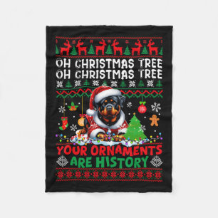 Xmas Tree Ornaments Are History Sweater Santa Rott Fleece Blanket