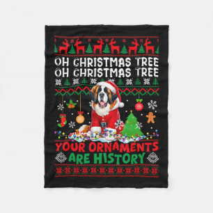Xmas Tree Ornaments Are History Sweater Santa St. Fleece Blanket