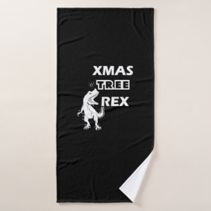 Xmas Tree Rex - Funny Dinosaur Christmas tees.   Bath Towel