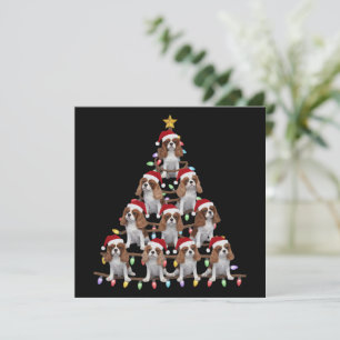 Xmas Tree Santa Cavalier King Charles Spaniel Dog  Holiday Card