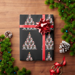 Xmas Tree Santa Cavalier King Charles Spaniel Dog Wrapping Paper