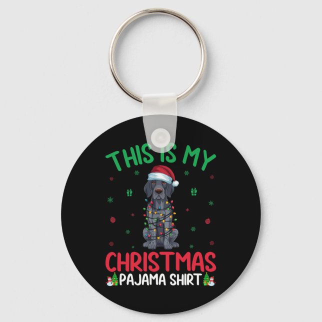 Xmas Tree Santa German Shorthaired Pointer Dog Chr Key Ring (Front)