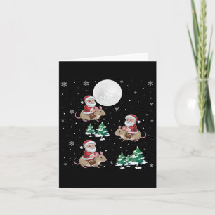 Xmas Tree Santa Riding Dormouse Funny Christmas  Card