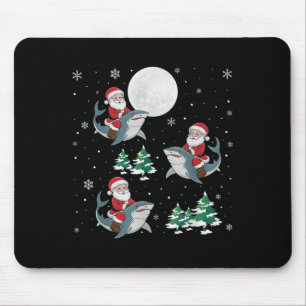 Xmas Tree Santa Riding Hammerhead Shark Funny Chri Mouse Mat