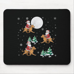 Xmas Tree Santa Riding Irish Wolfhound Dog Funny C Mouse Mat