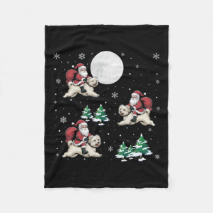 Xmas Tree Santa Riding Maltese Dog Funny Christmas Fleece Blanket
