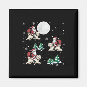 Xmas Tree Santa Riding Maltese Dog Funny Christmas Magnet