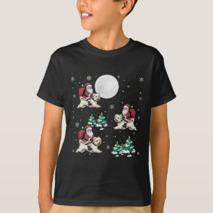 Xmas Tree Santa Riding Maltese Dog Funny Christmas T-Shirt