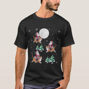 Xmas Tree Santa Riding Ragdoll Cat Funny Christmas T-Shirt