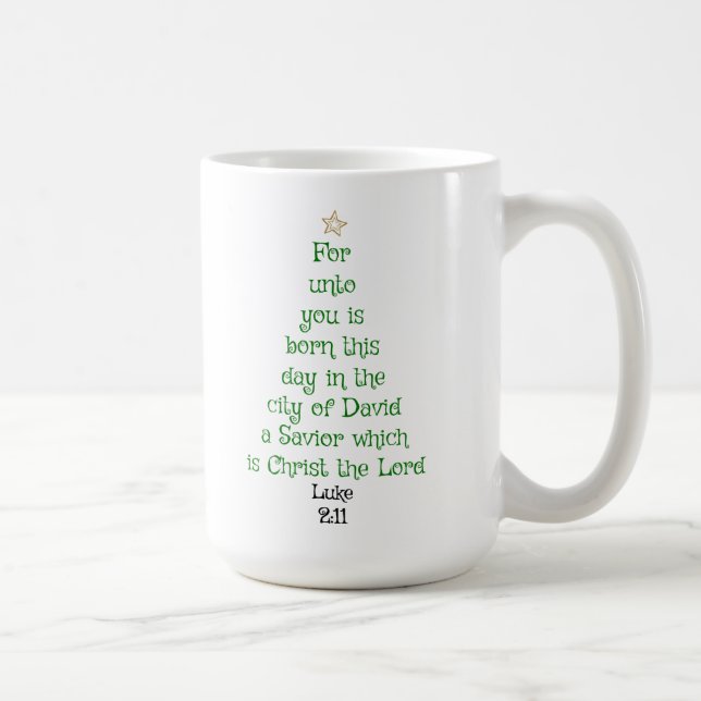 Xmas Tree Scripture Verse (Luke 2:11) Coffee Mug (Right)