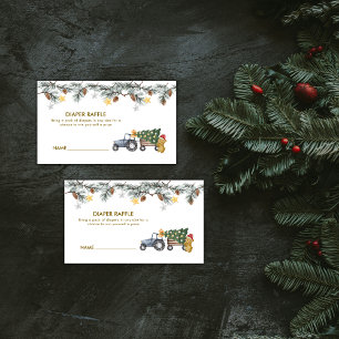 X'mas Tree Tractor Bear Diaper Raffle Baby Shower Enclosure Card