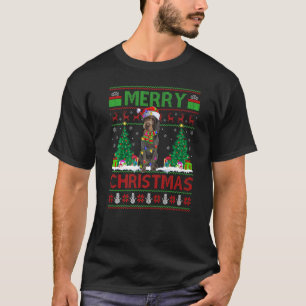 Xmas Tree Ugly Santa German Wirehaired Pointer Dog T-Shirt