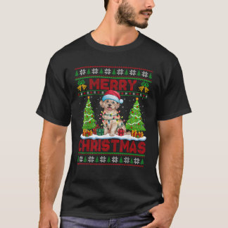 Xmas Tree Ugly Style Santa Hat Maltese Dog Christm T-Shirt
