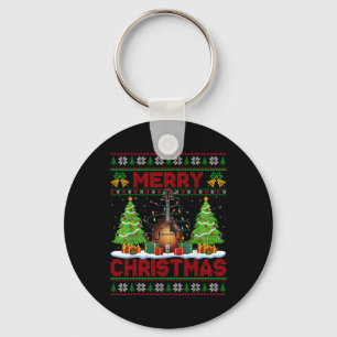 Xmas Tree Ugly Style Santa Musical Mandolin Christ Key Ring