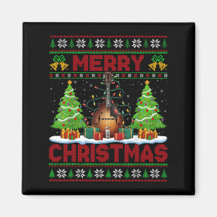 Xmas Tree Ugly Style Santa Musical Mandolin Christ Magnet