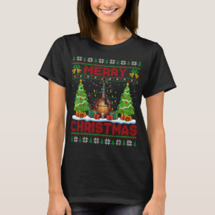 Xmas Tree Ugly Style Santa Musical Mandolin Christ T-Shirt