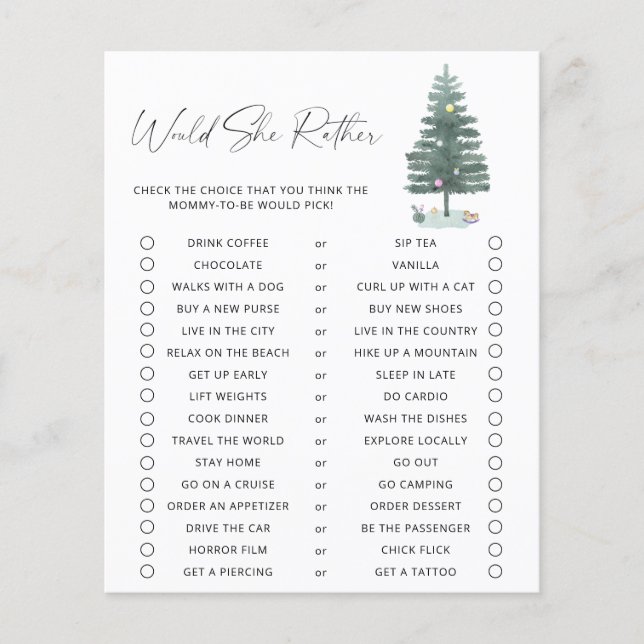 Xmas tree - Would She Rather Game (Front)