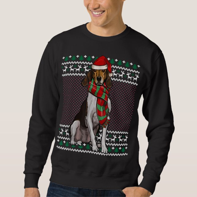 Xmas Treeing Walker Coonhound Dog Santa Hat Ugly C Sweatshirt (Front)