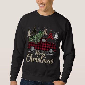 Xmas Trees Red Truck Buffalo Plaid Sweatshirt