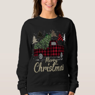 Xmas Trees Red Truck Buffalo Plaid Sweatshirt