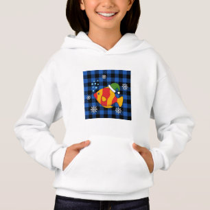 Xmas Tropical Fish Cartoon on Blue Buffalo Pattern