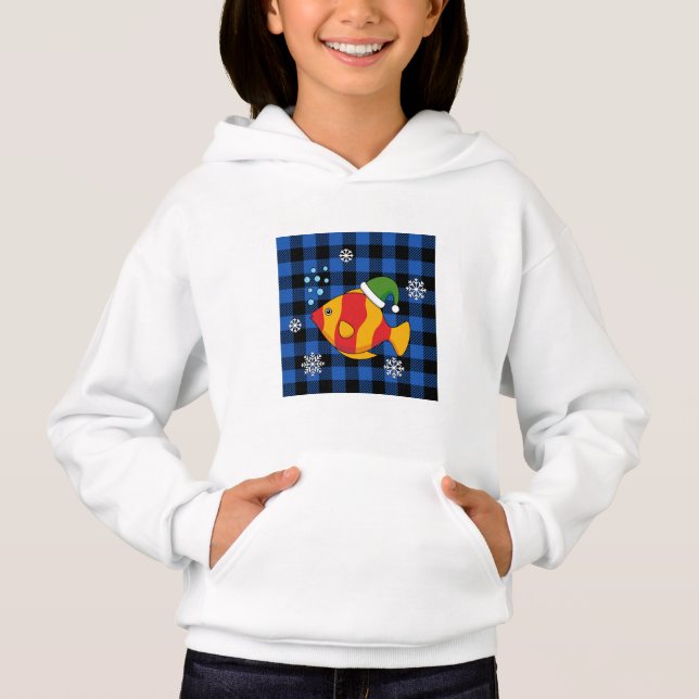 Xmas Tropical Fish Cartoon on Blue Buffalo Pattern (Front)
