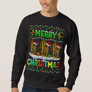 Xmas Tuba Lighting Santa Hat Merry Christmas Tuba Sweatshirt