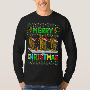 Xmas Tuba Lighting Santa Hat Merry Christmas Tuba T-Shirt
