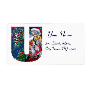 XMAS U LETTER /SANTA CLAUS WITH VIOLIN MONOGRAM