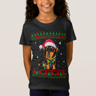 Xmas Ugly Sweater Christmas Lights Dachshund Dog L