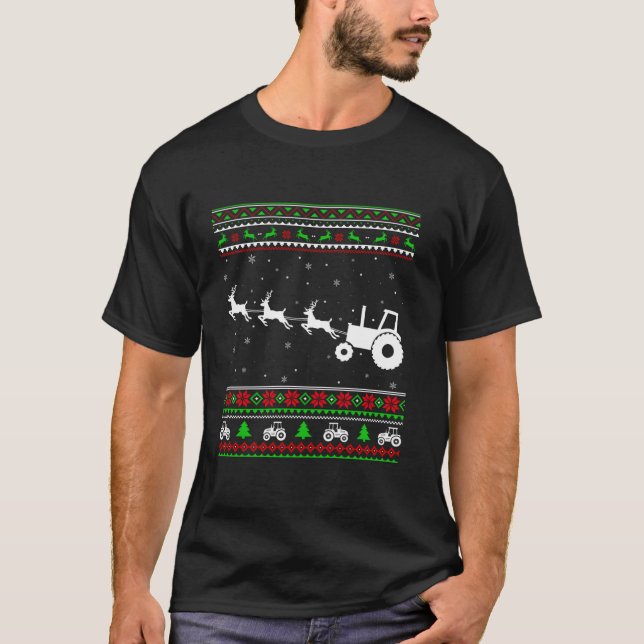Xmas Ugly Sweater Reindeer Farmer Tractor Christma (Front)