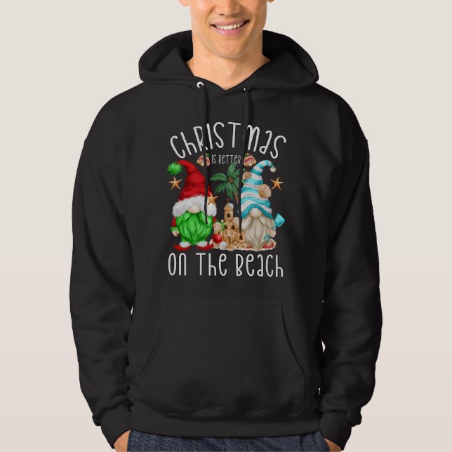 Xmas Vacation Gnome Motif Christmas On Beach Hoodie (Front)