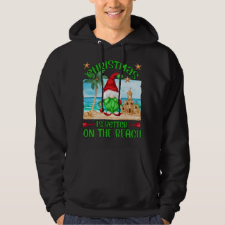 Xmas Vacation On The Beach Funny Gnome Hoodie