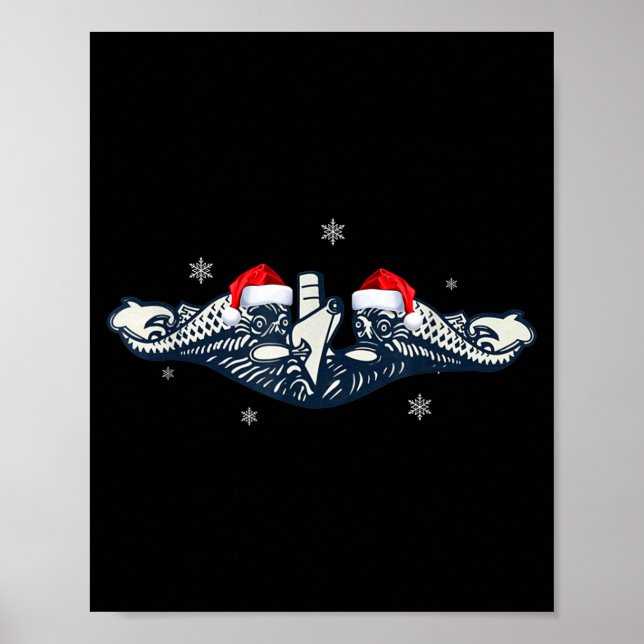 Xmas Veterans Day U.s Submarine Santa Hat Christma Poster (Front)