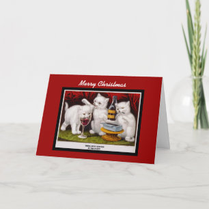 Xmas Vintage Card Merry Christmas Jolly Kittens