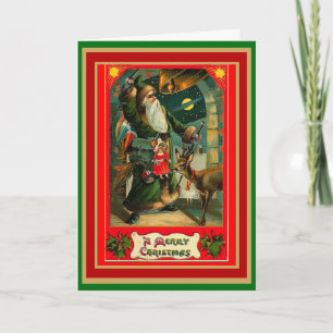 Xmas Vintage Card Merry Christmas Santa